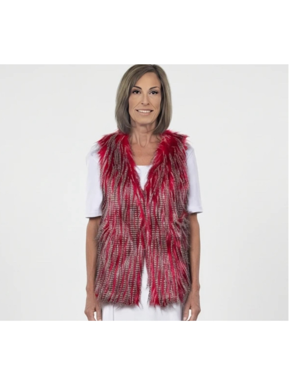 Unreal Fur Fur Play Vest Red Raccoon Size Small
